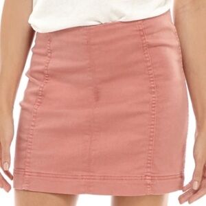 Jolt Washed Pink  Seamed Mini Skirt
